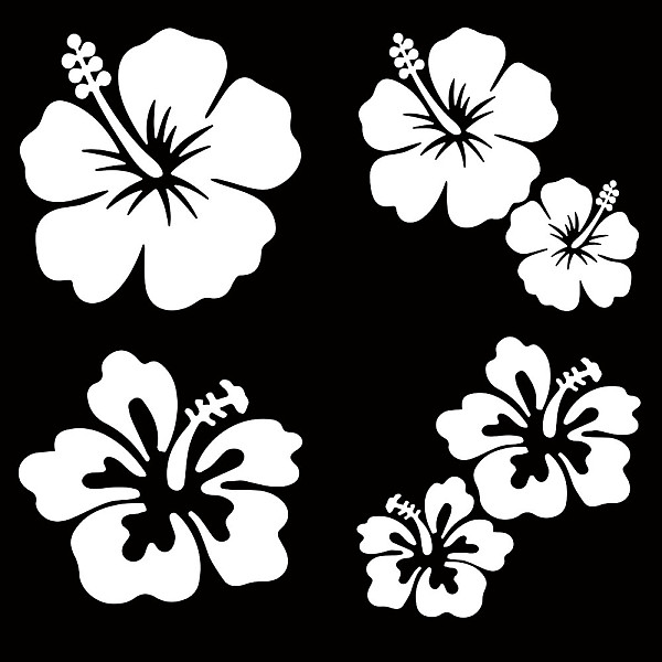 

PandaHall GORGECRAFT 4 Sheets Hibiscus Flower Car Decal Large Size Car Stickers 6pcs Hawaiian Flower Sun Protection Self Adhesive Car..., White