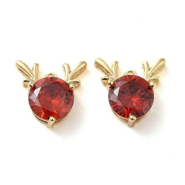 

PandaHall Brass with Glass Rhinestone Charms, Deer, Real 18K Gold Plated, 12.5x13x5.5mm, Hole: 1.4mm Brass+Glass Deer Red