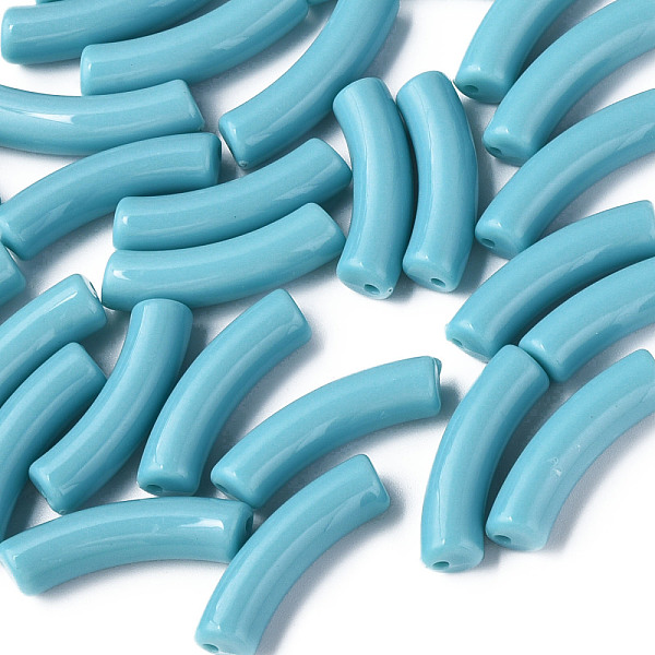 

PandaHall Opaque Acrylic Beads, Curved Tube, Dark Turquoise, 32x10x8mm, Hole: 1.8mm Acrylic Tube