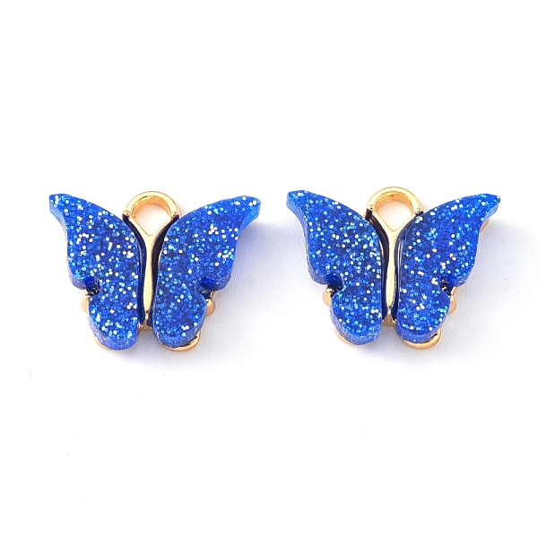 

PandaHall Alloy Enamel Pendants with Glitter Powder and Zinc Alloy Hanging Plating, Butterfly, Light Gold, Blue, 13x15x3.5mm, Hole: 2.0mm...