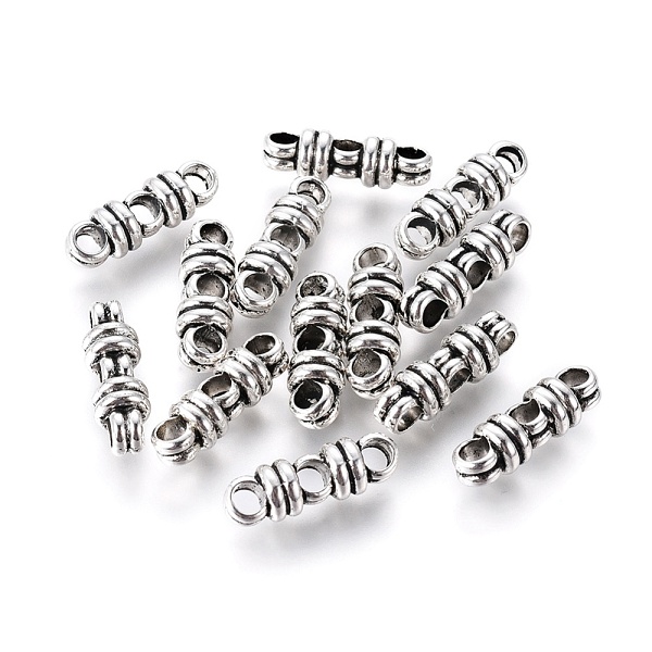 PandaHall Tibetan Style Alloy Spacer Bars, 3-Hole, Cadmium Free & Lead Free, Antique Silver, 6.5x20x6.5mm, Hole: 3.5mm, about 665pcs/1000g...