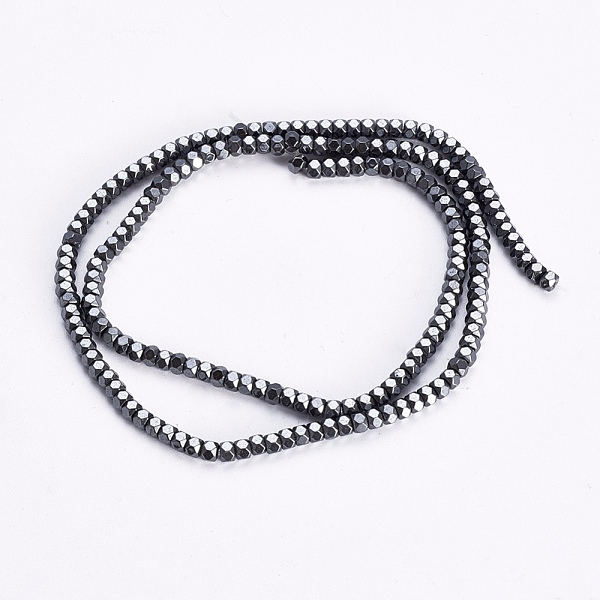 PandaHall Non-magnetic Synthetic Hematite Beads Strands, Faceted, Rondelle, Original Color, 3x2mm, Hole: 0.8mm, about 82pcs/strand, 15.7...