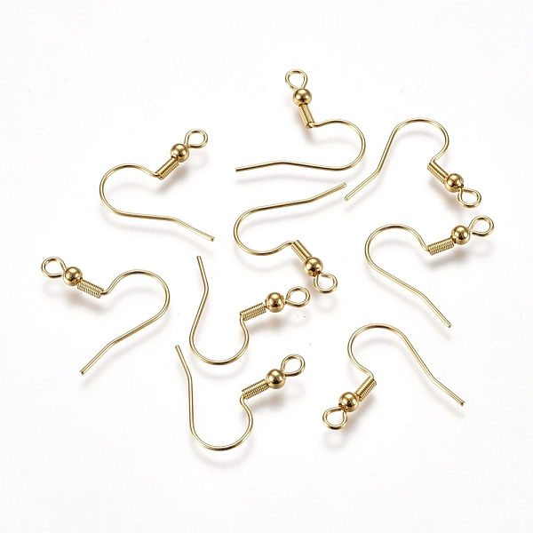 

PandaHall 304 Stainless Steel Earring Hooks, with Horizontal Loop, Golden, 20x3mm, Hole: 2mm, Pin: 0.7mm 304 Stainless Steel