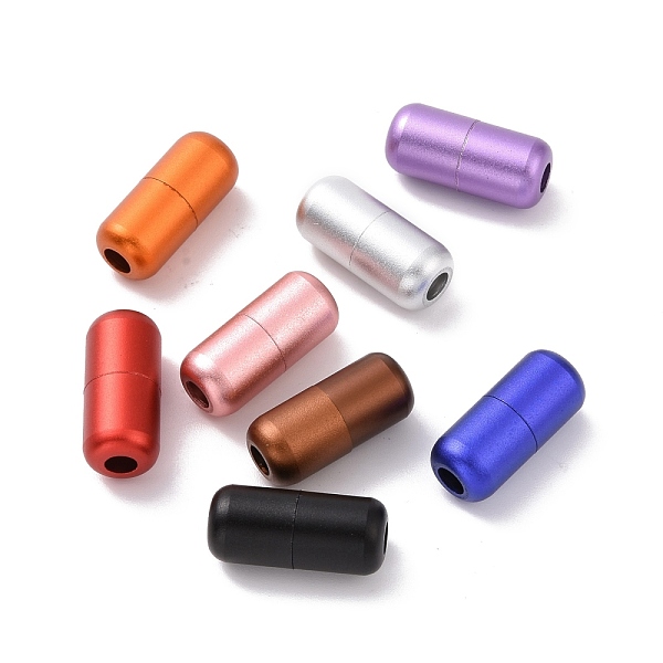 

PandaHall Spray Painted Aluminum Screw Clasp, Column, for Shoelaces Lock Accessories, Mixed Color, 18x8mm, Hole: 3.5mm Aluminum Multicolor