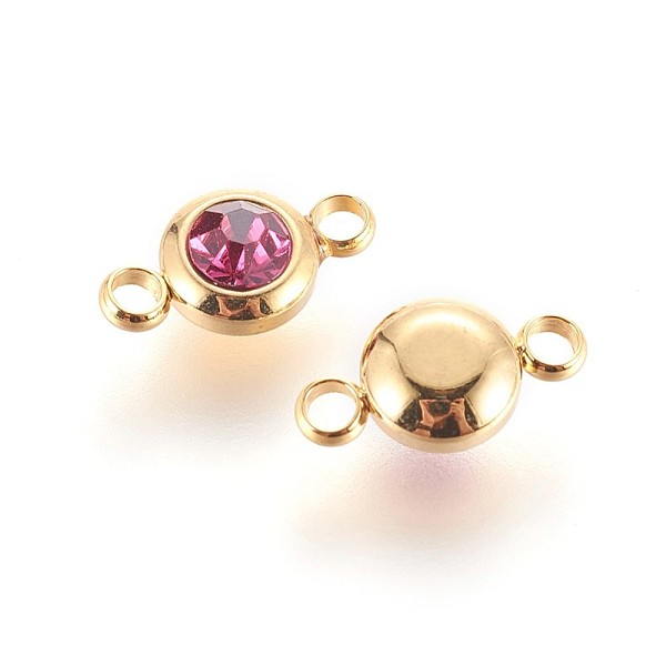 

PandaHall 304 Stainless Steel Rhinestone Links connectors, Flat Round, Golden, Fuchsia, 12x6.5x4mm, Hole: 2mm 304 Stainless Steel Flat Round..., Purple