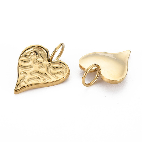 

PandaHall 304 Stainless Steel Pendants, Cadmium Free & Nickel Free & Lead Free, Textured, Heart, Golden, 24.5x17x3mm, Hole: 6mm 304...