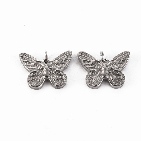

PandaHall 304 Stainless Steel Pendants, with Jump Rings, Butterfly, Stainless Steel Color, 10.5x15.5x2mm, Jump Ring: 3.8x0.5mm, 2.8mm inner...