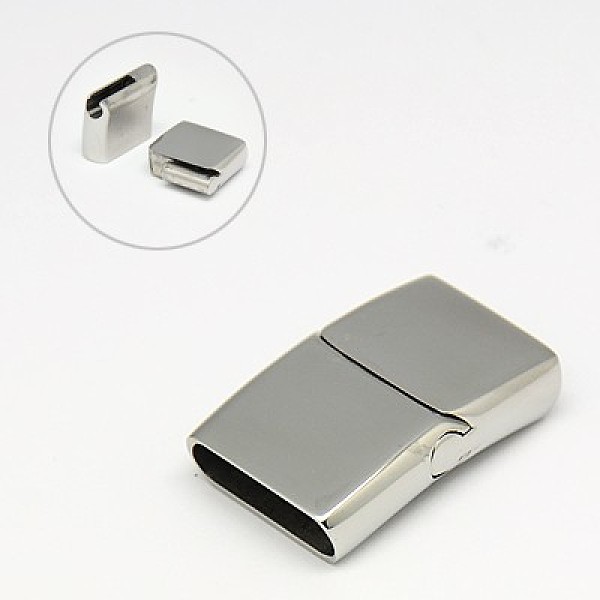

PandaHall 304 Stainless Steel Magnetic Clasps with Glue-in Ends, Rectangle, 28x18x7mm, Hole: 5x16mm 304 Stainless Steel Rectangle