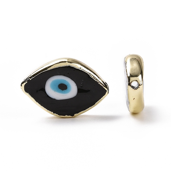 

PandaHall Handmade Lampwork Beads, with Golden Plated Brass Findings, Cadmium Free & Lead Free, Horse Eye with Evil Eye, Black, 14x20x4.5mm...