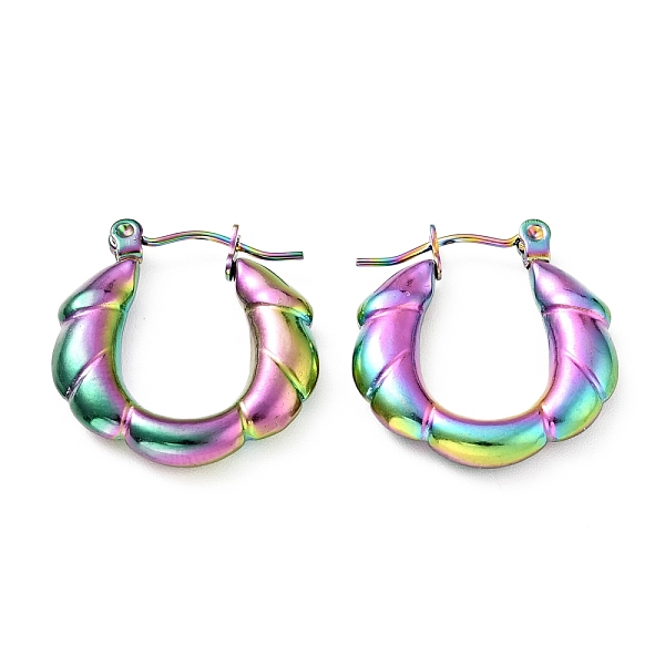 

PandaHall Ion Plating(IP) Rainbow Color 304 Stainless Steel Twist Rope Hoop Earrings for Women, 21x20x4mm, Pin: 0.8mm 304 Stainless Steel...