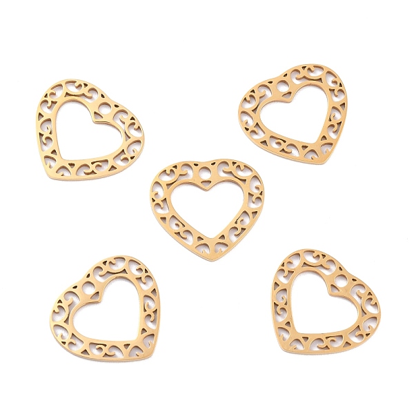 

PandaHall Ion Plating(IP) 201 Stainless Steel Pendants, Heart with Floral Pattern, Golden, 19.5x17.5x1mm, Hole: 1.4mm 201 Stainless Steel...