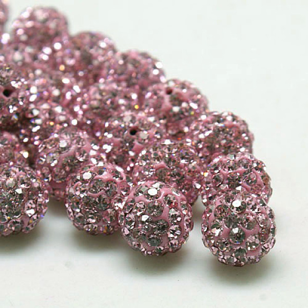 

PandaHall Polymer Clay Rhinestone Beads, Pave Disco Ball Beads, Grade A, Light Rose, PP9(1.5.~1.6mm), 6mm, Hole: 1.2mm Polymer Clay+Glass..., Pink