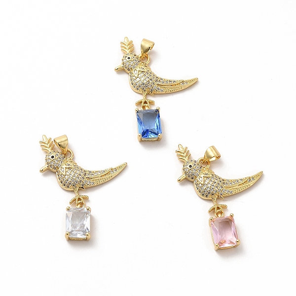 

PandaHall Brass Micro Pave Cubic Zirconia Pendants, with Glass, Bird Charm, Golden, Mixed Color, 36x21x3.5mm, Hole: 5.5x3.5mm Brass+Cubic..., Multicolor