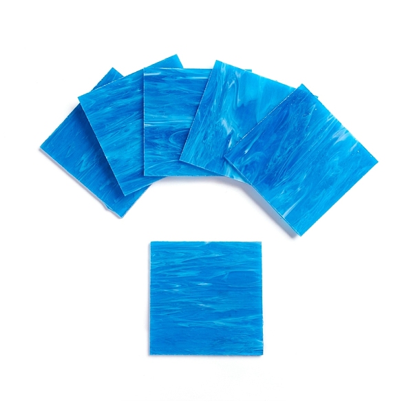 

PandaHall Variety Glass Sheets, Large Cathedral Glass Mosaic Tiles, for Crafts, Dodger Blue, 100.5x100.5x2.5mm Glass Square Blue