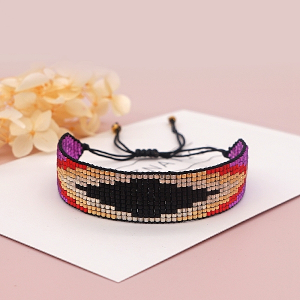 

PandaHall Miyuki Seed Braided Bead Bracelet, Wide Band with Rhombus Pattern Friendship Bracelet for Women, Fuchsia, 11 inch(28cm) Glass..., Pink