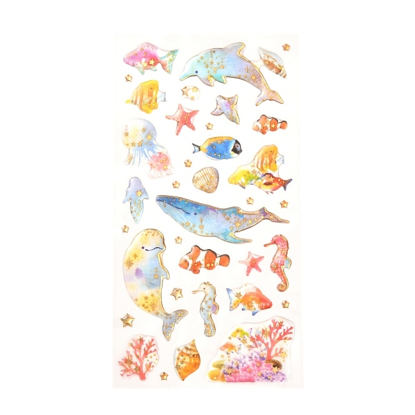 

PandaHall Epoxy Resin Sticker, for Scrapbooking, Travel Diary Craft, Whale Pattern, 4~30x3~18mm Resin Whale