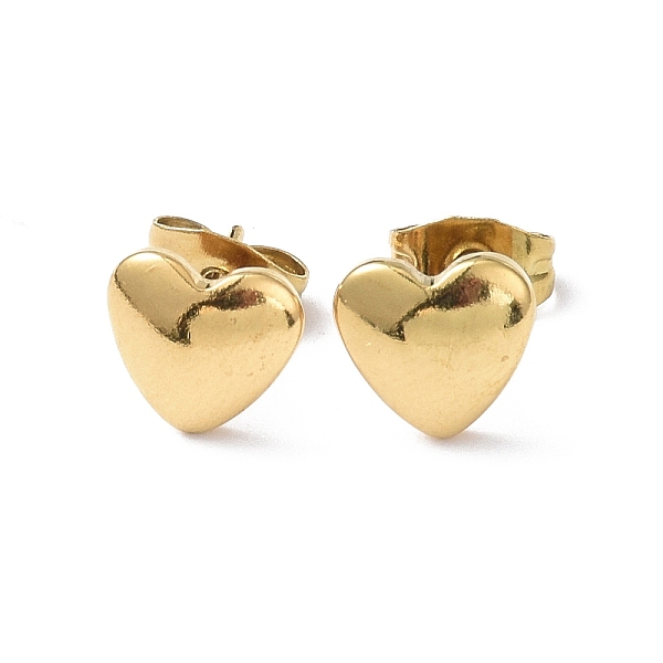 

PandaHall Ion Plating(IP) 304 Stainless Steel Stud Earring, Heart, Real 18K Gold Plated, 7.7x8mm, Pin: 0.8mm 304 Stainless Steel Heart