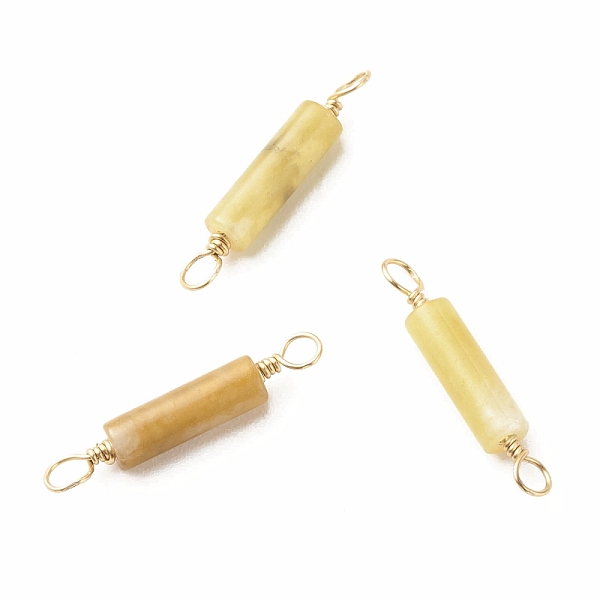 

PandaHall Natural Topaz Jade Connector Charms, with Light Gold Eco-Friendly Copper Wire Wrapped, Column, 22~23.5x4mm, Hole: 2.2~2.4mm Topaz...