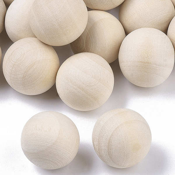 

PandaHall Unfinished Wood Beads, Natural Wooden Loose Beads Spacer Beads, No Hole/Undrilled, Round, Antique White, 19~20mm Wood Round Orange