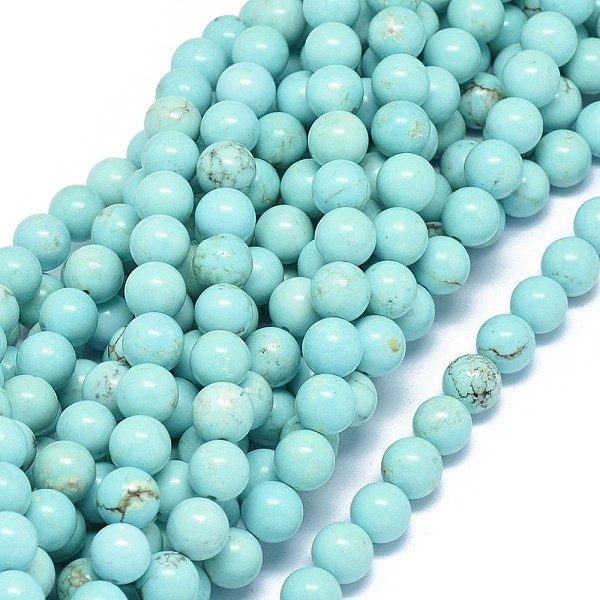 

PandaHall Natural Magnesite Beads Strands, Dyed & Heated, Round, 8mm, Hole: 1mm, about 48pcs/strand, 15.7~16.1 inch(40~41cm) Magnesite Round