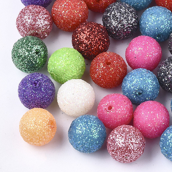 

PandaHall Acrylic Beads, with Glitter Powder, Round, Mixed Color, 12mm, Hole: 1mm Acrylic Round Multicolor