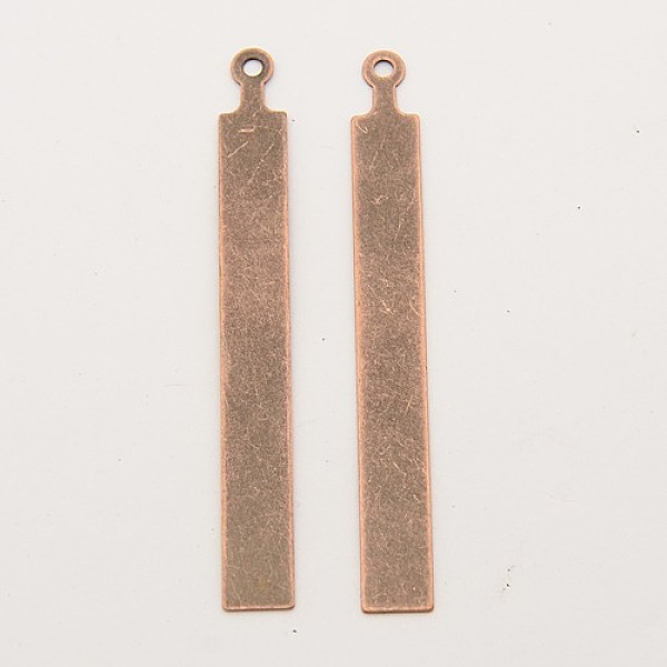 

PandaHall Metal Tags, Brass Stamping Blank Tag Pendants, Rectangle, Red Copper, 67x7x0.5mm, Hole: 2mm Brass Rectangle