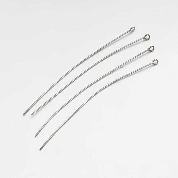 

PandaHall Brass Eye Pin, Platinum, 81mm, Hole: 2mm, Pin: 0.8mm, about 1500pcs/500g Brass