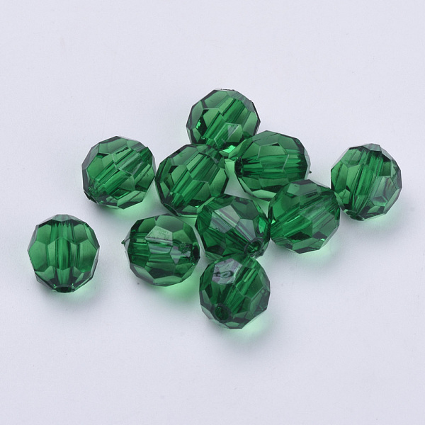 

PandaHall Transparent Acrylic Beads, Faceted, Round, Dark Green, 8x7mm, Hole: 1.5mm Acrylic Round