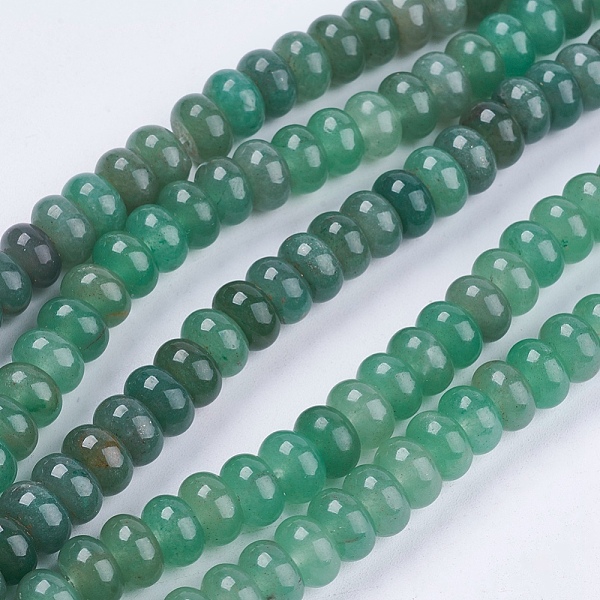 

PandaHall Natural Green Aventurine Stone Beads Strands, Rondelle, Aquamarine, 8x5mm, Hole: 1mm, about 60~65pcs/strand, 15.7 inch Green...