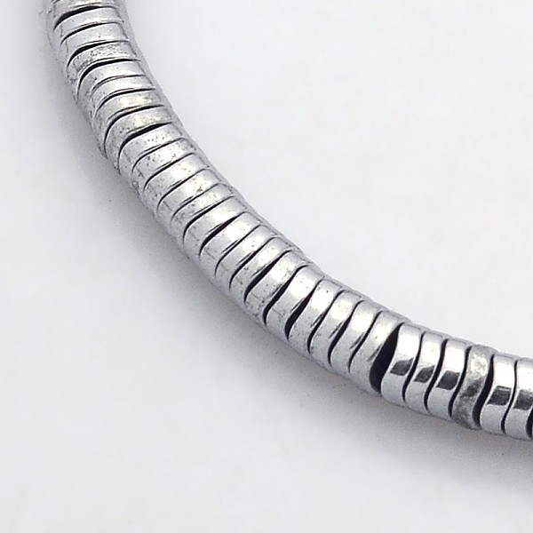

PandaHall Electroplate Non-magnetic Synthetic Hematite Beads Strands, Wavy, Flat Round, Platinum Plated, 4x1mm, Hole: 1mm, about...