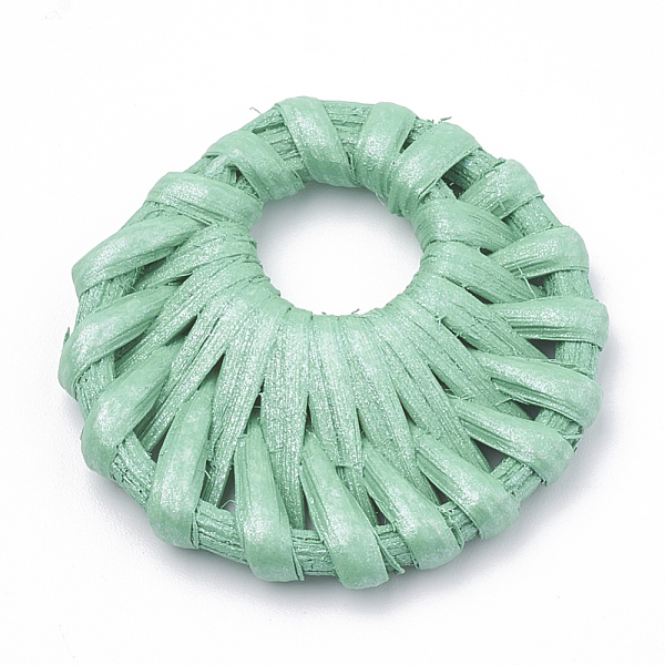 

PandaHall Handmade Spray Painted Reed Cane/Rattan Woven Pendants, For Making Straw Earrings and Necklaces, Dyed, Pearlized Effect, Flat..., Green