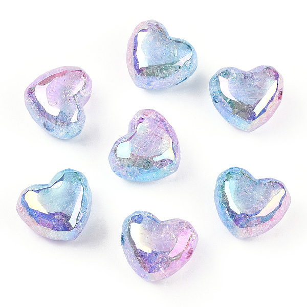 

PandaHall Transparent Crackle Acrylic Beads, Gradient Color, Heart, Light Blue, 19x22x14mm, Hole: 3.5mm Acrylic Heart