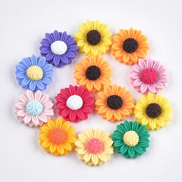 

PandaHall Resin Cabochons, Sunflower, Mixed Color, 24x7mm Resin Flower Multicolor