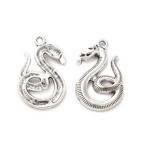 

PandaHall Tibetan Style Alloy Pendants, Snake Charm, Antique Silver, 27x17x2.5mm, Hole: 1.7mm, about 217pcs/500g Alloy Snake