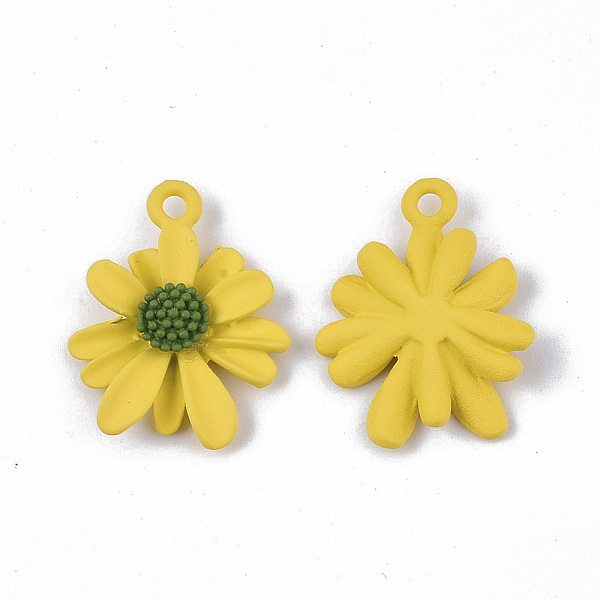 

PandaHall Spray Painted Alloy Pendants, Flower/Daisy, Yellow, 20.5x16.5x4mm, Hole: 1.8mm Alloy Flower Yellow