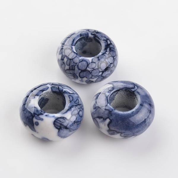 

PandaHall Dyed Rondelle Natural Ocean White Jade Beads, Large Hole Beads, Midnight Blue, 15x8mm, Hole: 6mm Ocean White Jade Rondelle