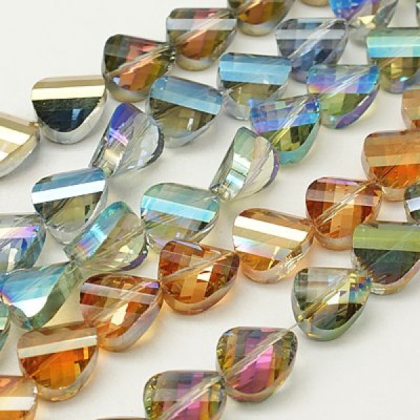 

PandaHall Electroplate Glass Beads Strands, Faceted, Twist, Mixed Color, 12x10x7mm, Hole: 1mm Glass Twist Multicolor