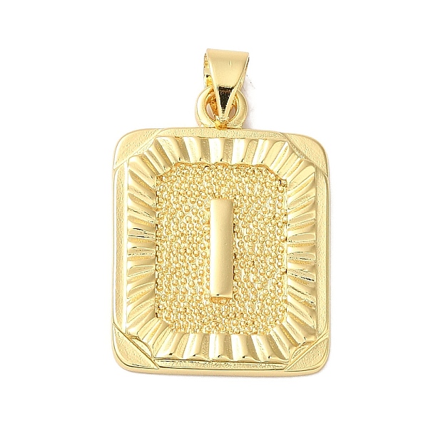 

PandaHall Rack Plating Brass Pendants, Long-Lasting Plated, Lead Free & Cadmium Free, Square with Letter Charms, Letter I, 24x17x2.5mm, Hole...