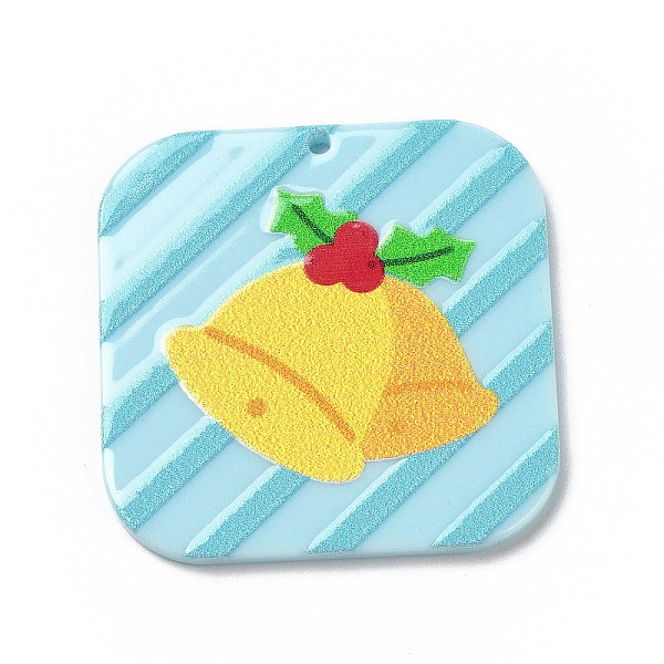 

PandaHall Printed Acrylic Pendants, for Christmas, Square, Christmas Bell Pattern, 34x34x2mm, Hole: 1.5mm Acrylic Christmas Bell
