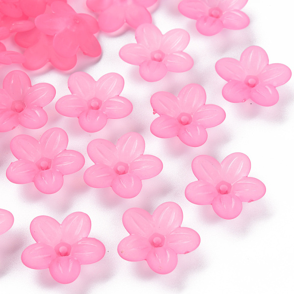 

PandaHall Frosted Acrylic Bead Caps, 5-Petal, Flower, Hot Pink, 19.5x20x5.5mm, Hole: 1.6mm, about 740pcs/500g Acrylic