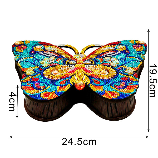 

PandaHall Diamond Painting DIY Handmade Wooden Box Set, Butterfly, 30x20x2.5cm Wood Butterfly