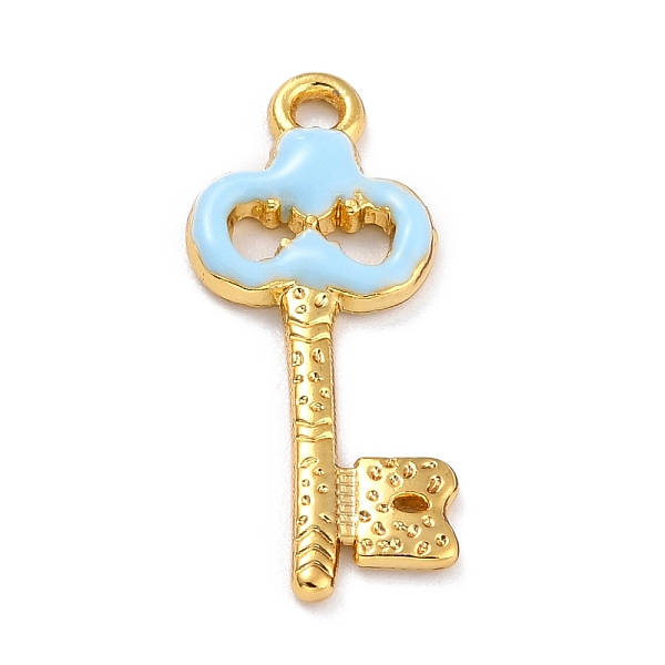 

PandaHall Golden Alloy Enamel Pendants, Long-Lasting Plated, Key, Light Blue, 27x12x2mm, Hole: 1.8mm Alloy+Enamel Key