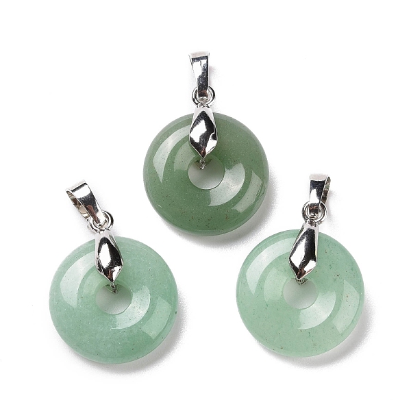 

PandaHall Natural Green Aventurine Pendants, with Platinum Tone Brass Findings, Cadmium Free & Lead Free, Donut/Pi Disc, 24~25x20x8.5mm...