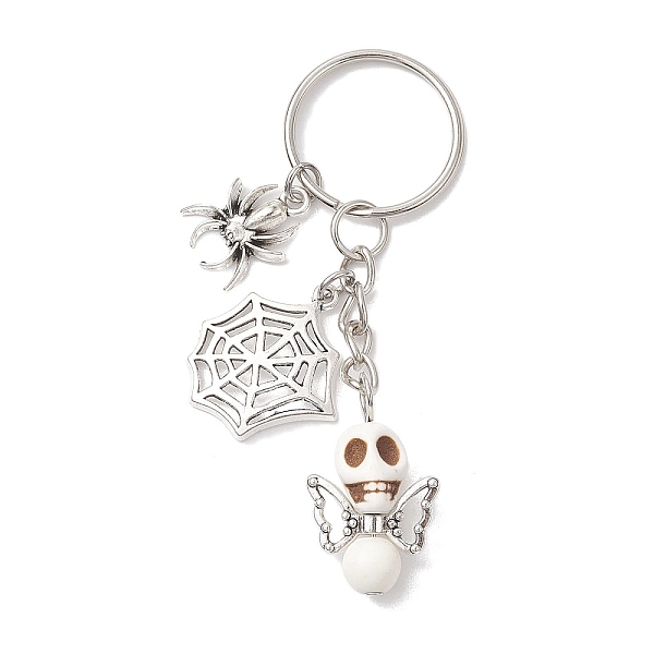 

PandaHall Synthetic Turquoise Keychains, with Alloy Charms and Iron Split Key Rings, Skull, Spider, Antique Silver & Platinum, 8cm Synthetic...