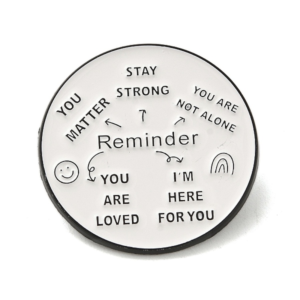 

PandaHall Black Alloy Brooches, Enamel Pin, for Backpack Clothes, Word, White, 30.5x1.5mm Alloy+Enamel Round White