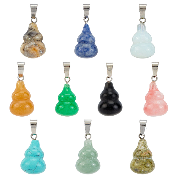 

PandaHall 10Pcs 10 Style Gemstone Pendants, with Platinum Plated Brass Bails, Gourd/Calabash, 22.5x13mm, Hole: 4x7.5mm, 1pc/style Mixed...