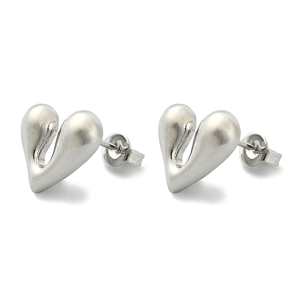 

PandaHall Rack Plating Brass Heart Stud Earrings for Women, Lead Free & Cadmium Free, Platinum, 11.5x12mm Brass Heart