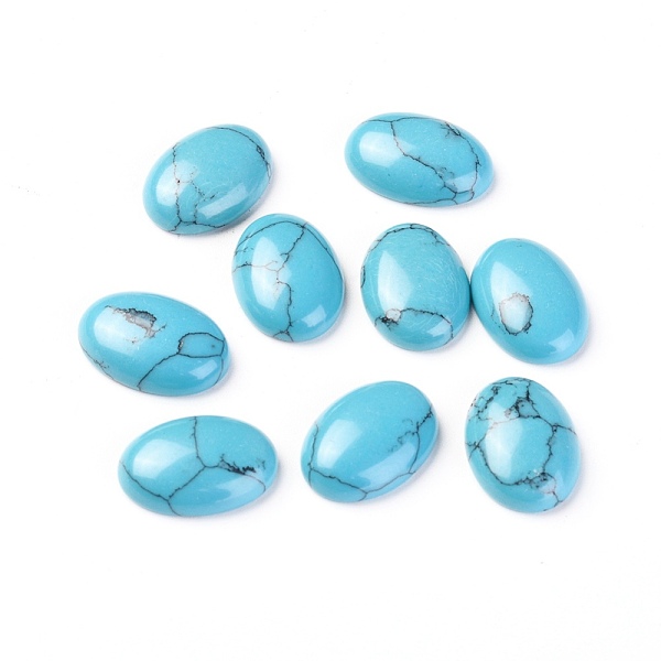 

PandaHall Synthetic Turquoise Cabochons, Dyed, Oval, Sky Blue, 14x10x4mm Synthetic Turquoise Oval Blue