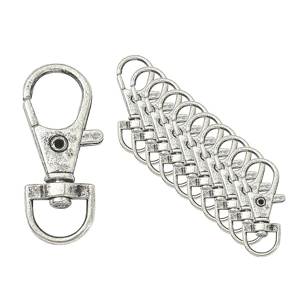 

PandaHall Alloy Swivel Lobster Claw Clasps, Swivel Snap Hook, Antique Silver, 35x13mm, Hole: 8.5mm Alloy