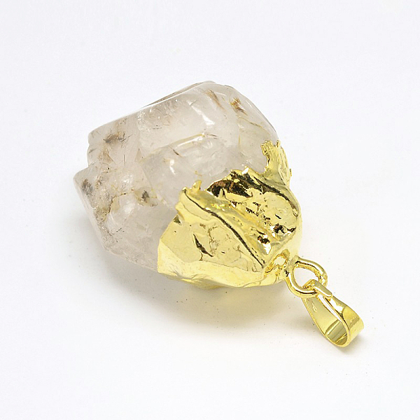 

PandaHall Natural Rutilated Quartz Pendants, with Golden Brass Findings, Nuggets, 42~65x26~30x21~30mm, Hole: 5x7mm Rutilated Quartz Nuggets